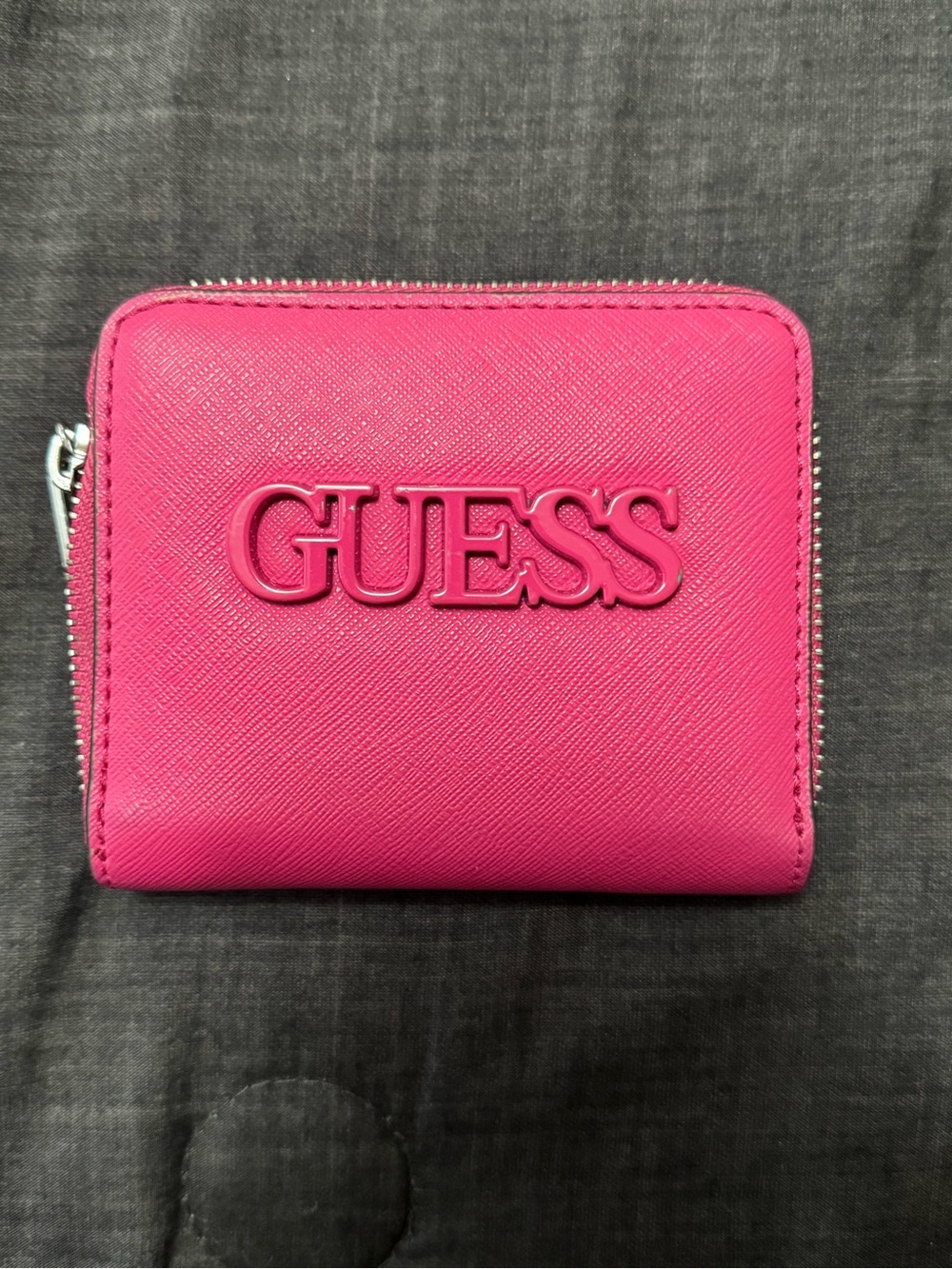 GUESS Hot Pink Zip-Around Logo Wallet